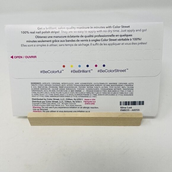 Color Street 100% Real Nail Polish Strips Silver Lust Shimmer Solid 16 Pieces - Picture 3 of 5